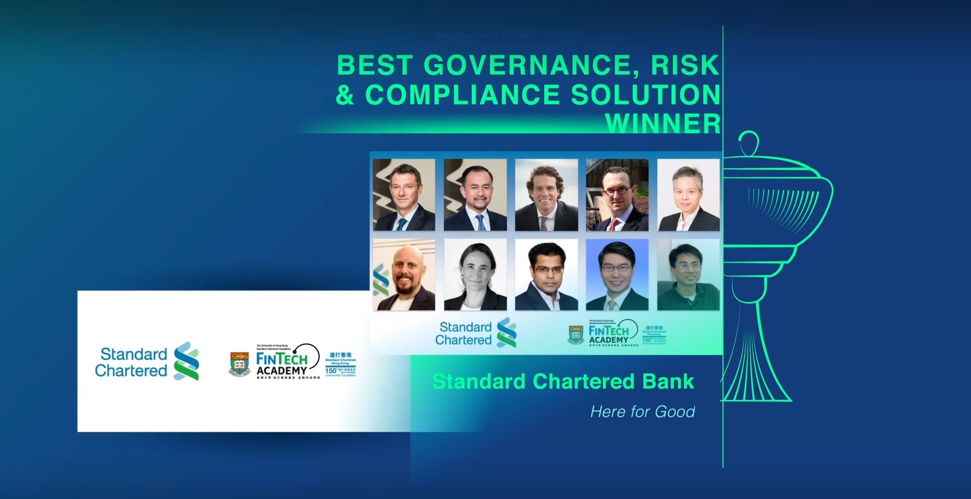 HKU-Standard Chartered project awarded “Best Governance, Risk and Compliance Solution“ in HKMA-BIS TechChallenge